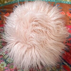 Soft Blush Faux Fur Pom Pillow